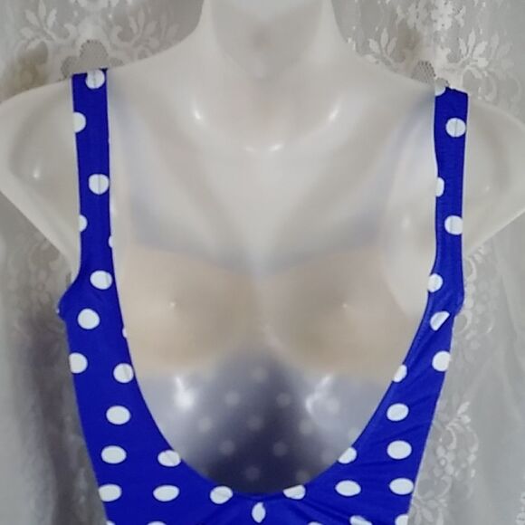 VINTAGE LE GOVE TM POLKA BLUE WHITE MACE IN U.S.A WOMEN SWEMWEAR SIZE 4 - Picture 5 of 11